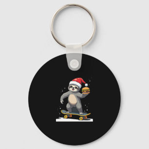 CHRISTMAS SLOTH Funny Christmas Skateboard Sloth ( Key Ring