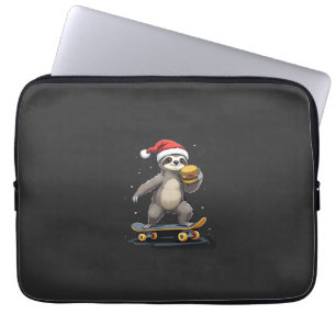 CHRISTMAS SLOTH Funny Christmas Skateboard Sloth Laptop Sleeve