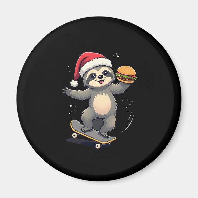 CHRISTMAS SLOTH Funny Christmas Skateboard Sloth ( Magnet (Front)