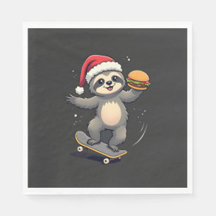 CHRISTMAS SLOTH Funny Christmas Skateboard Sloth ( Napkin