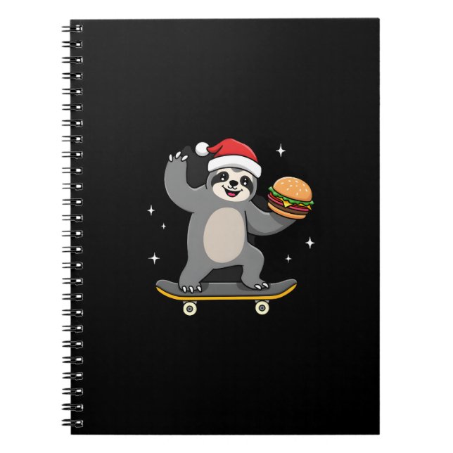 CHRISTMAS SLOTH Funny Christmas Skateboard Sloth ( Notebook (Front)