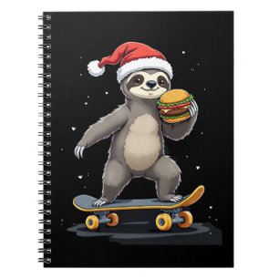 CHRISTMAS SLOTH Funny Christmas Skateboard Sloth Notebook