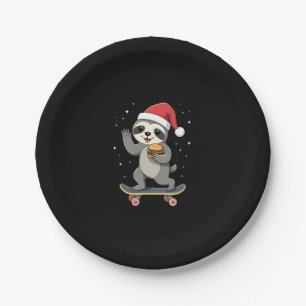 CHRISTMAS SLOTH Funny Christmas Skateboard Sloth ( Paper Plate