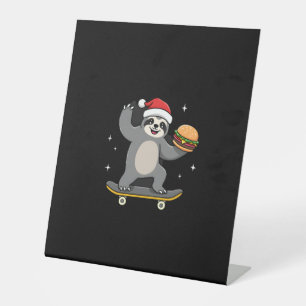 CHRISTMAS SLOTH Funny Christmas Skateboard Sloth ( Pedestal Sign