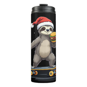 CHRISTMAS SLOTH Funny Christmas Skateboard Sloth Thermal Tumbler