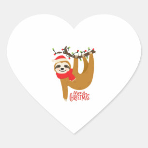 Christmas Sloth Heart Sticker