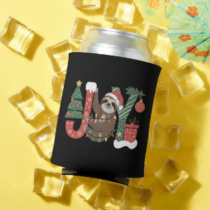 Christmas Sloth Holiday Tree Gifts Joy Cute Funny Can Cooler
