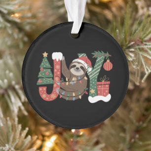 Christmas Sloth Holiday Tree Gifts Joy Cute Funny Ornament
