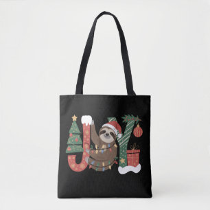 Christmas Sloth Holiday Tree Gifts Joy Cute Funny Tote Bag