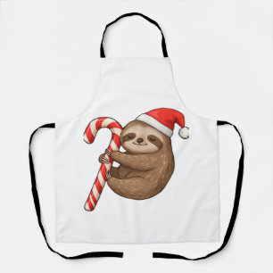 Christmas Sloth Hugging Candy Cane Classic T-Shirt Apron