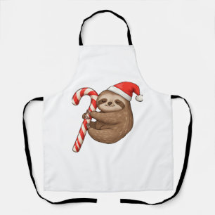 Christmas Sloth Hugging Candy Cane Classic T-Shirt Apron