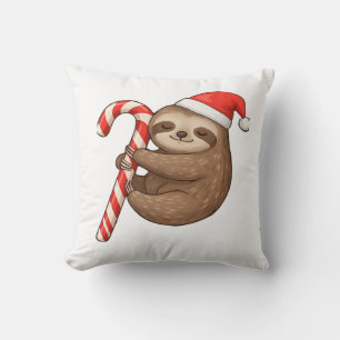 Christmas Sloth Hugging Candy Cane Classic T-Shirt Cushion