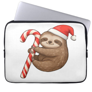 Christmas Sloth Hugging Candy Cane Classic T-Shirt Laptop Sleeve