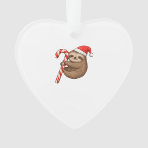 Christmas Sloth Hugging Candy Cane Classic T-Shirt Ornament