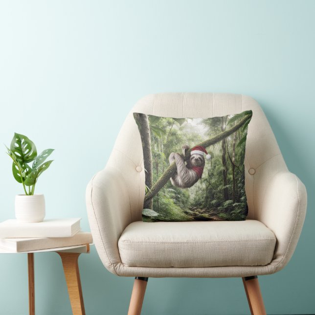 Christmas Sloth In Rainforest Cushion (Chair)