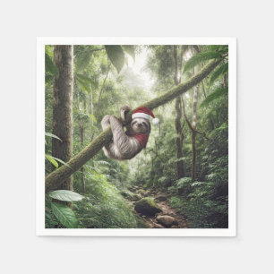 Christmas Sloth In Rainforest Napkin