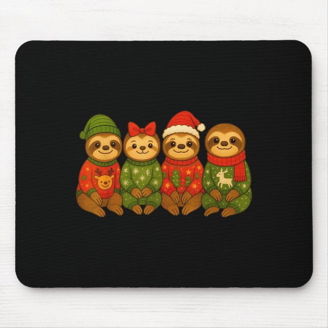 Christmas Sloth Matching Family Xmas Pajama Men Wo Mouse Pad (Front)