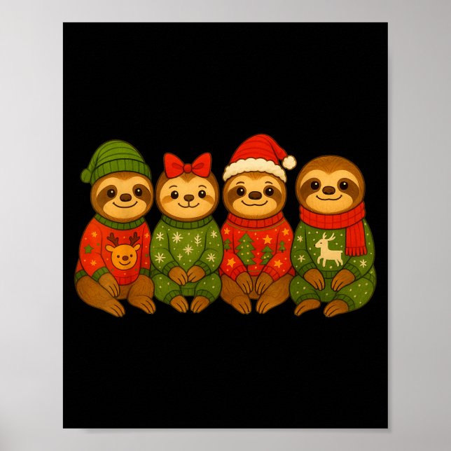 Christmas Sloth Matching Family Xmas Pajama Men Wo Poster (Front)
