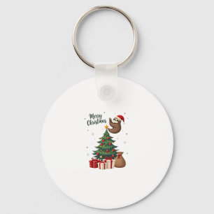 Christmas Sloth on Tree - Merry (1) Key Ring