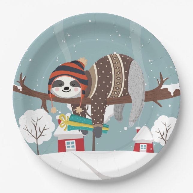 Christmas Sloth Paper Plate (Front)