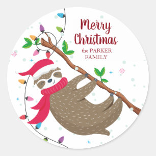 Christmas Sloth personalised sticker