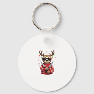 Christmas Sloth Reindeer Ornament Girls (2) Key Ring