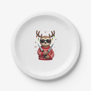 Christmas Sloth Reindeer Ornament Girls (2) Paper Plate