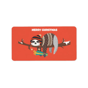 Christmas Sloth Return Address Label