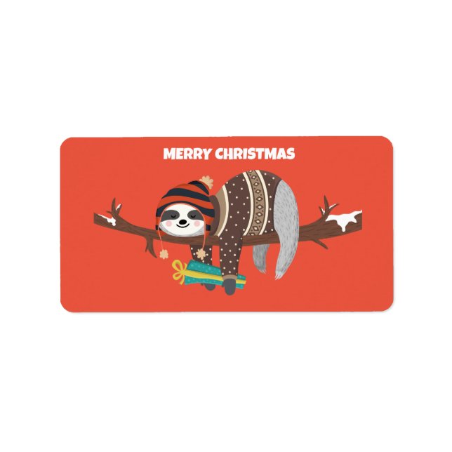 Christmas Sloth Return Address Label (Front)