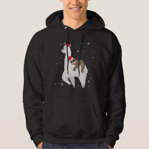 Christmas Sloth Riding Llama Santa Funny Pyjamas F Hoodie
