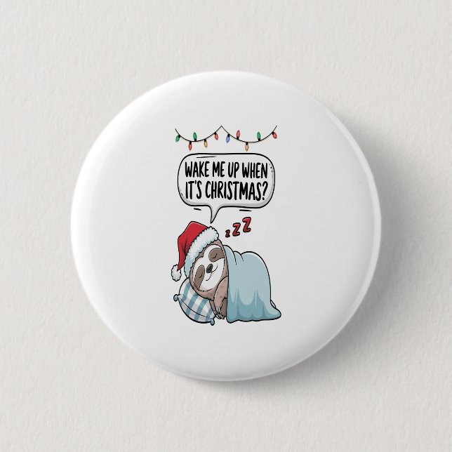 Christmas Sloth Sleeping Holiday 6 Cm Round Badge (Front)