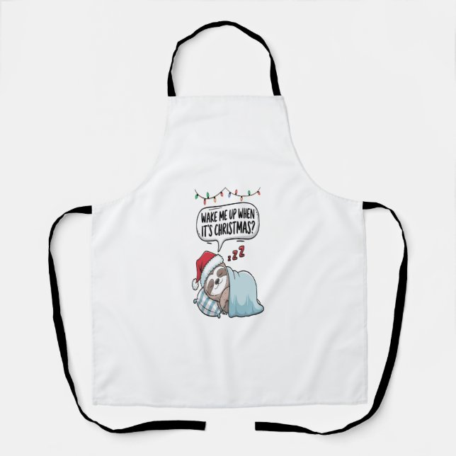 Christmas Sloth Sleeping Holiday Apron (Front)