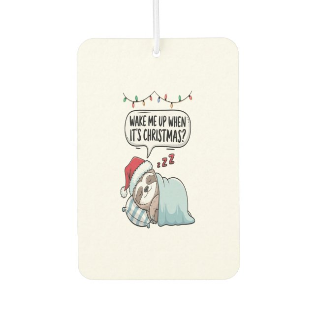 Christmas Sloth Sleeping Holiday Car Air Freshener (Front)