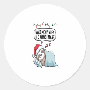 Christmas Sloth Sleeping Holiday Classic Round Sticker