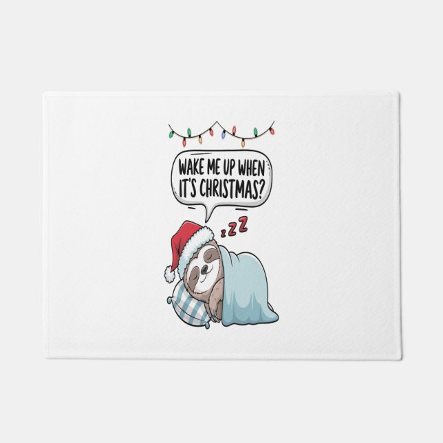 Christmas Sloth Sleeping Holiday Doormat (Front)