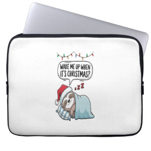 Christmas Sloth Sleeping Holiday Laptop Sleeve
