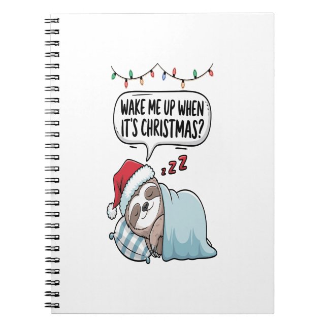 Christmas Sloth Sleeping Holiday Notebook (Front)