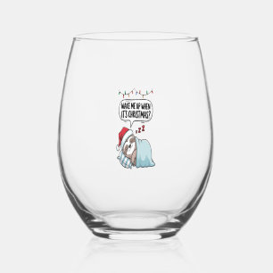 Christmas Sloth Sleeping Holiday Stemless Wine Glass