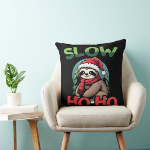 Christmas Sloth Slow Ho Ho Festive Holiday Design Cushion