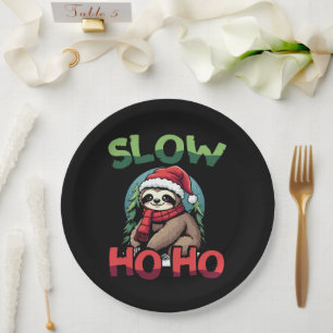 Christmas Sloth Slow Ho Ho Festive Holiday Design Paper Plate