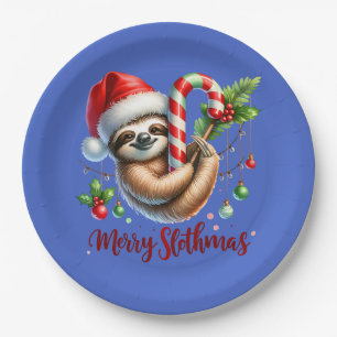 Christmas Sloth Sweatshirt, Holiday Slothmas Paper Plate