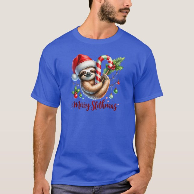 Christmas Sloth Sweatshirt, Holiday Slothmas T-Shirt (Front)
