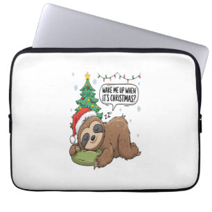 Christmas Sloth Wake Me Up Holiday Nap Laptop Sleeve