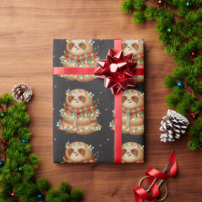 Christmas sloth   wrapping paper (Holiday Gift)
