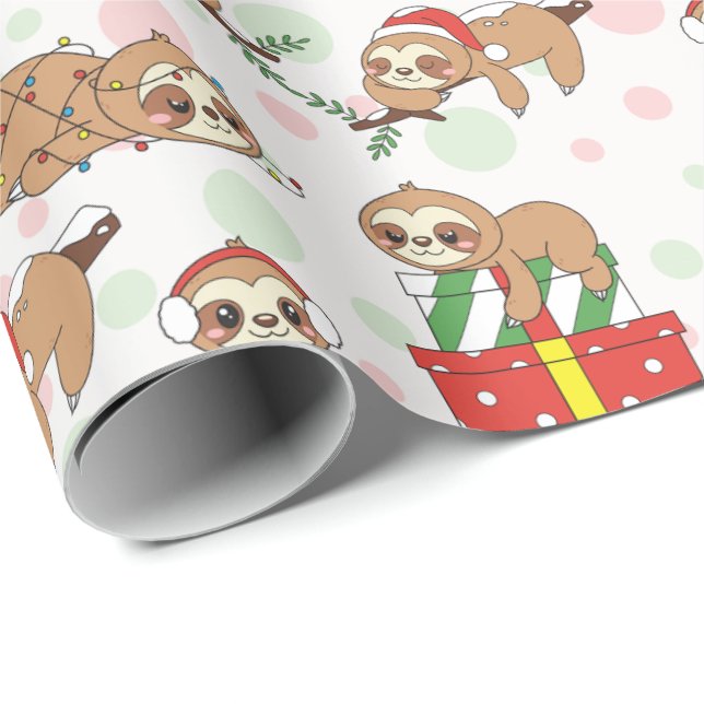 Christmas Sloths Wrapping Paper (Roll Corner)