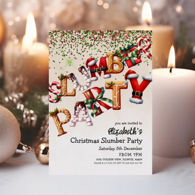Christmas Slumber Birthday Party  Invitation (Creator Uploaded)