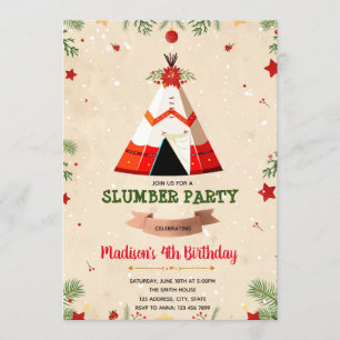 Christmas slumber party birthday invitation