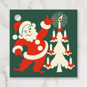 Christmas Sly Santa lighting tree candles CC1249 Favour Tags