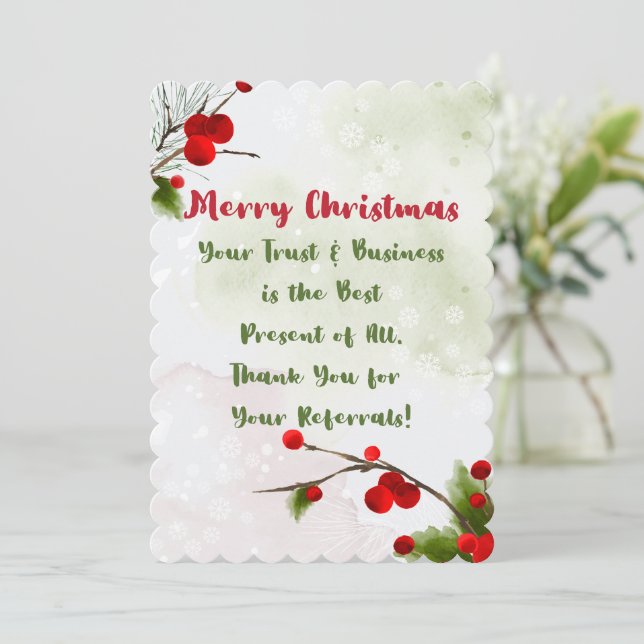 Christmas Small Business Appreciation & Referral  Thank You Card (Standing Front)