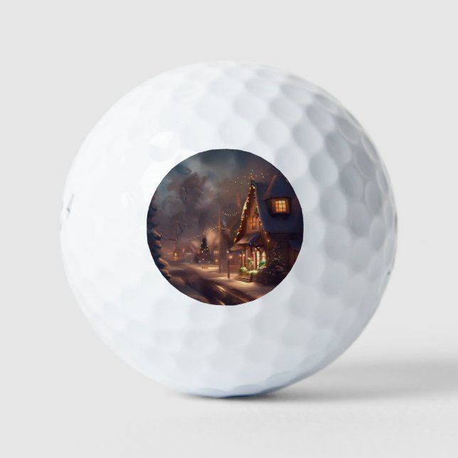 Christmas Small Town (2) Golf Balls (Front)